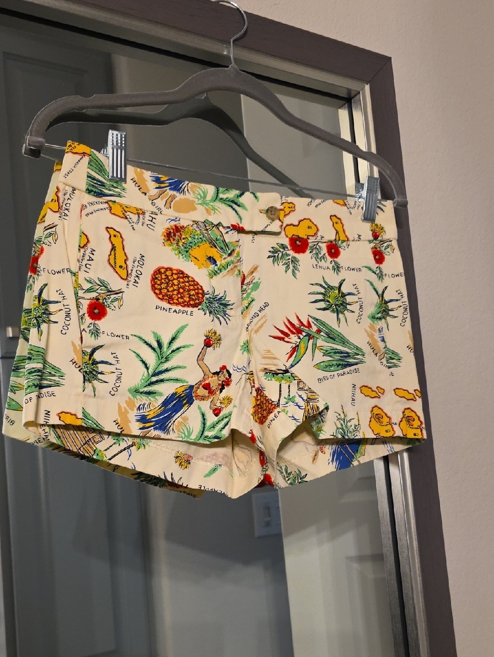 J. Crew Cream Tropical Pineapple Print Bermuda Shorts